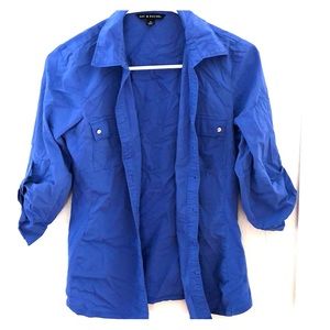 Small Blue Quarter Sleeve Blouse